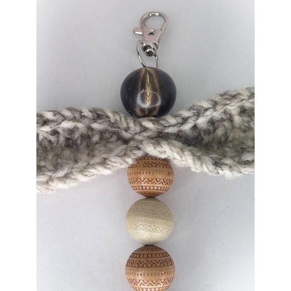 Artisan Firefly Keychain Crochet Wings Vintage Beads Earthy Bag Charm Purse - Picture 4 of 12